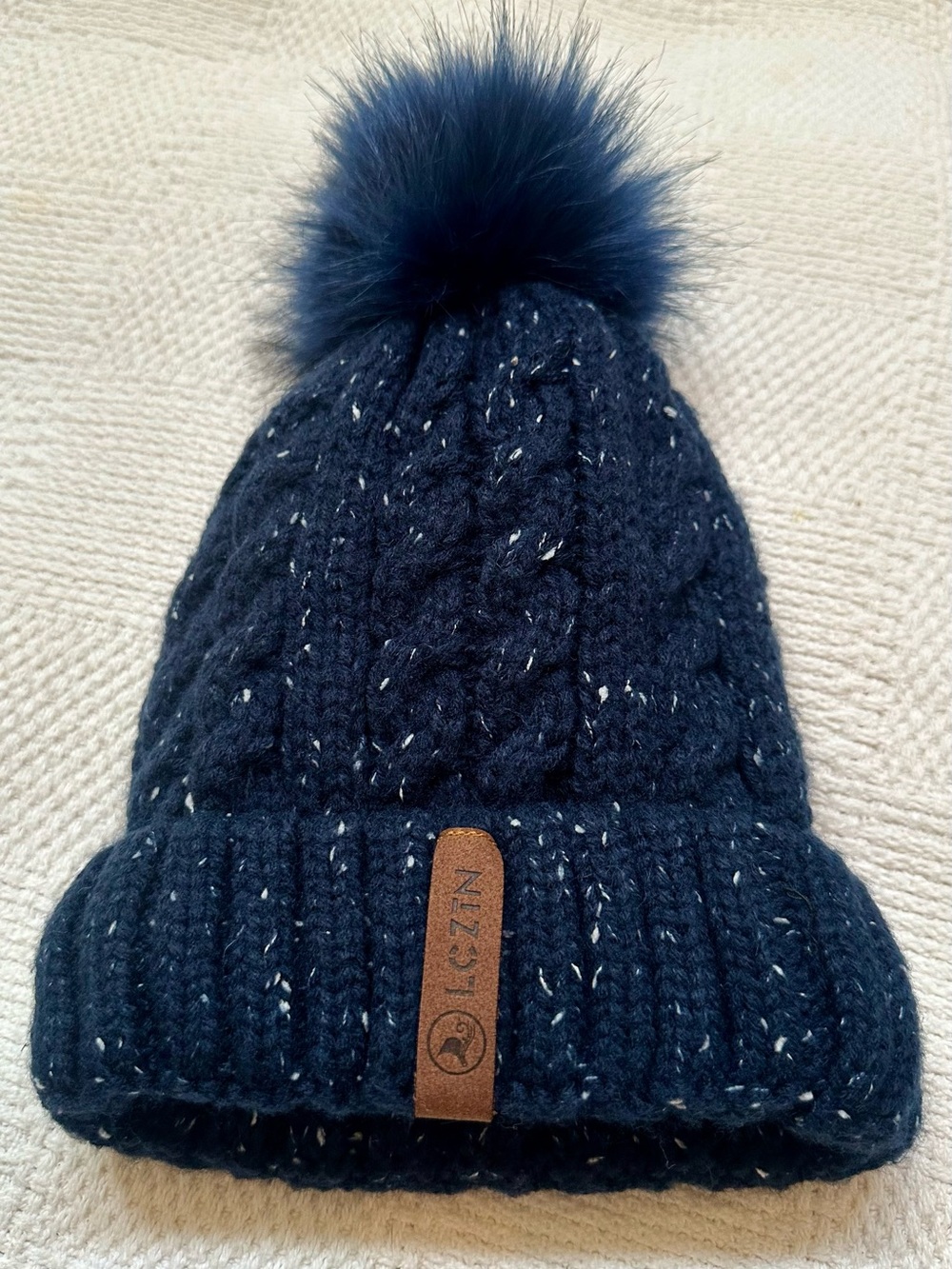 LCTZN Pom Pom Knit Beanie Hat - Navy